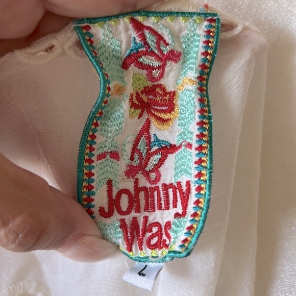 Johnny Was Cream Through Eyelets Scalloped Tunic Dress - Picture 10 of 10